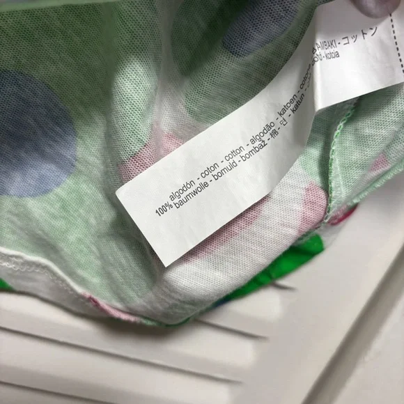 Zara Cotton Green and White Short Sleeve T-Shirt with Floral Pattern Size M - Picture 4 of 5